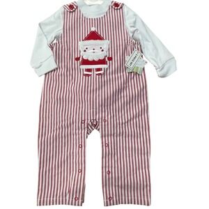Nursery Rhyme Baby Boys 2‎ Piece Santa Claus Pinstripe Outfit 6 9M